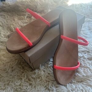 Madewell Women's Sandals with Neon Pink Straps
